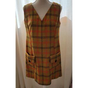 70s Wool Plaid Jumper Mini Dressc Twiggie Style Medium